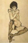 Egon Schiele, Seated Female Nude,Elbows Resting on Right Knee (mk12)
